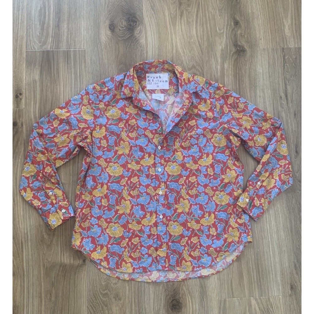 Frank & Eileen Shirt Womens Medium Floral Eileen Tunic Italian Fabric Button Up